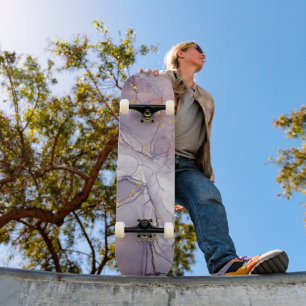 Paars en goud marmer persoonlijk skateboard