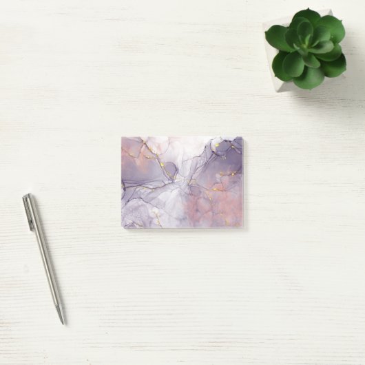 Paars en goud marmer post-it® notes (Kantoor)
