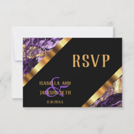 Paars en Goud Marmer - RSVP Kaartje