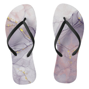 Paars en goud marmer teenslippers