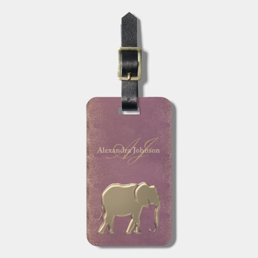 Paars en Goud met Monogram Bagagelabel (Voorkant verticaal)