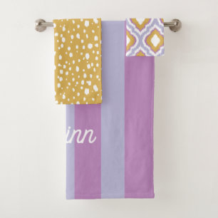 Paars en Goud Mix en Match Monogram Bad Handdoek
