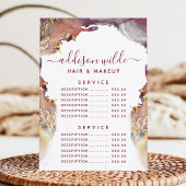 Paars en goud moderne vloeibare inkt service prijs menu