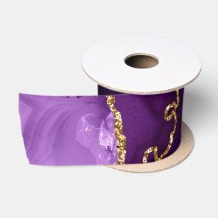 Paars en goud namaak glitters agaat satijnen lint