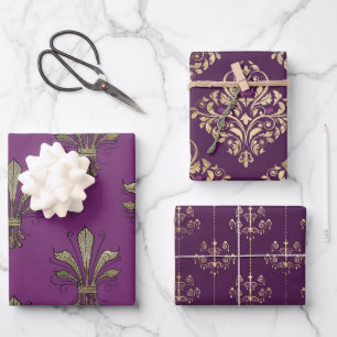 Paars en goud Paars getint Inpakpapier Vel