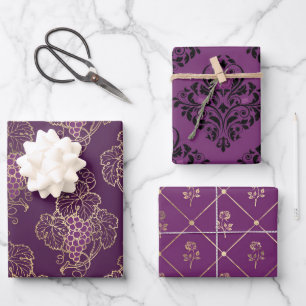 Paars en goud Paars-thema Inpakpapier Vel