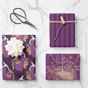 Paars en goud Paars-thema Inpakpapier Vel