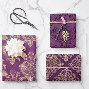 Paars en goud Parijs thema Inpakpapier Vel