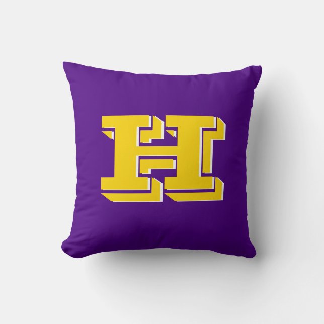 Paars en Goud Team Pride Monogram Kussen (Voorkant)