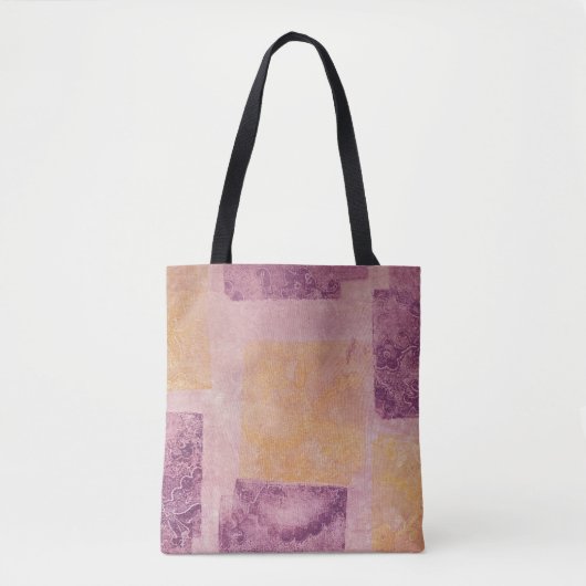 Paars en Goud Vierkant Design Tote Bag (Voorkant)