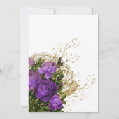 Paars en goud vintage chic bloemendoop kaart (Achterkant)