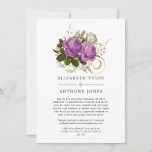 Paars en goud vintage chic verkleinde gastlijst