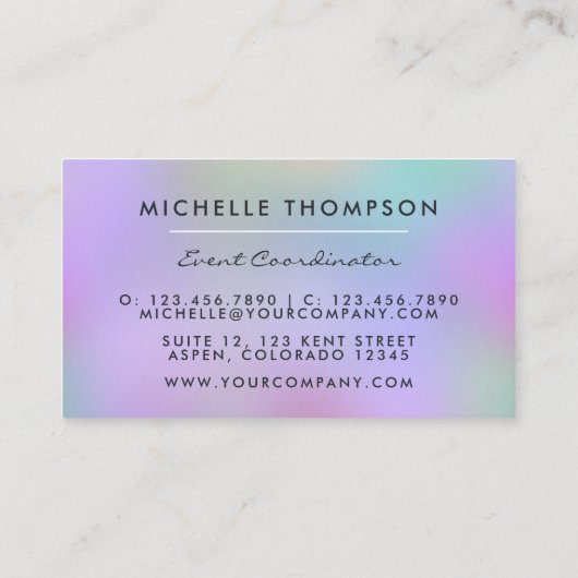 Paars en goud visitekaartje (Achterkant)