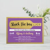 Paars en goud, voor de bar-uitnodigingen kaart (Staand voorkant)