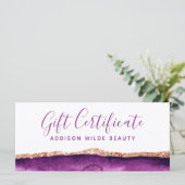 Paars en goud waterverf cadeaubon (Staand voorkant)