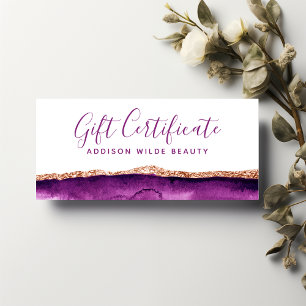 Paars en goud waterverf cadeaubon