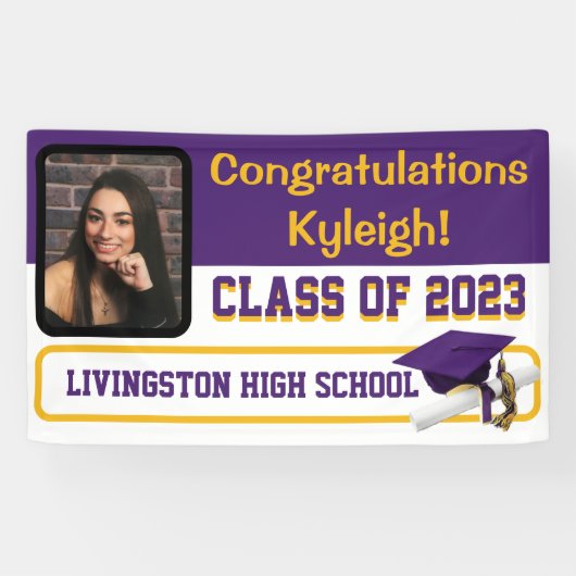 Paars en goudAfstuderen Spandoek (Horizontaal)