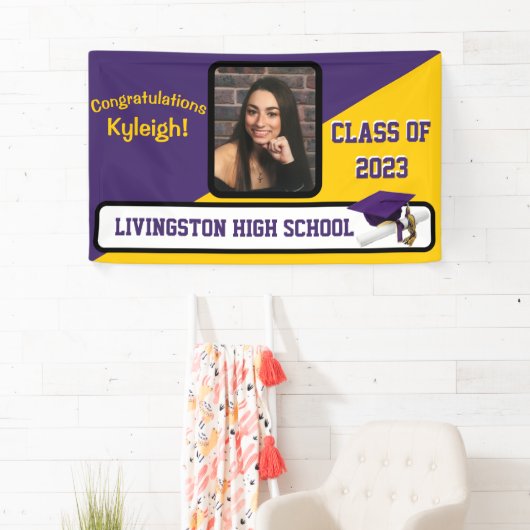 Paars en goudAfstuderen Spandoek (Insitu)