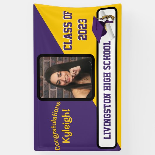 Paars en goudAfstuderen Spandoek (Verticaal)