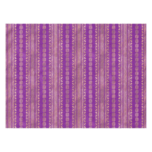 Paars en goudblauw oerpatroon tafelkleed (Voorkant (Horizontaal))