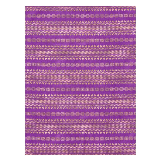 Paars en goudblauw oerpatroon tafelkleed (Voorkant)