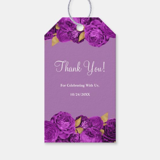 Paars en goudbloedige Labels voor weddenschappen Cadeaulabel (Voorkant)