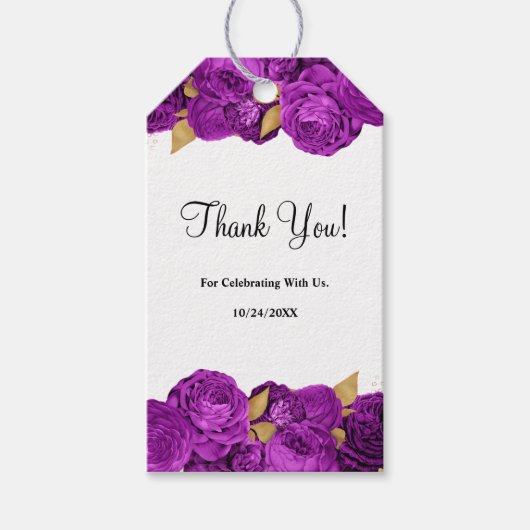 Paars en goudbloedige Labels voor weddenschappen Cadeaulabel (Voorkant)