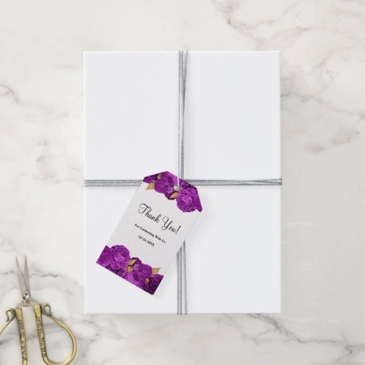 Paars en goudbloedige Labels voor weddenschappen Cadeaulabel (Met Touw)