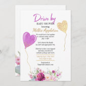 Paars en goudbloem per Baby shower Kaart