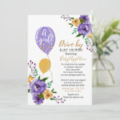 Paars en goudbloem per Baby shower Kaart (Staand voorkant)