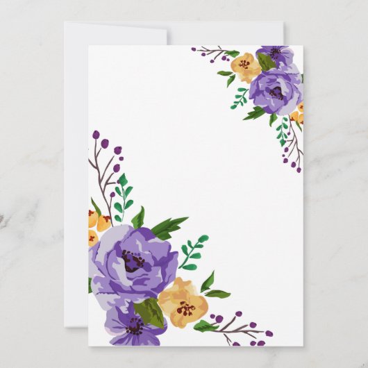 Paars en goudbloem per Baby shower Kaart (Achterkant)