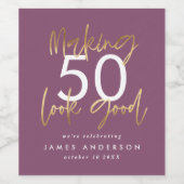 Paars en goudbruin, eenvoudig elegant modern wijn etiket (Enkel label)