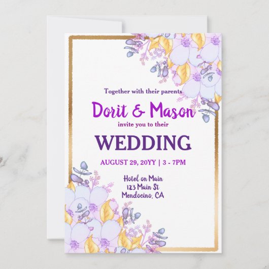 Paars en goudbruin goudvormig goudvormig kaart (Voorkant)