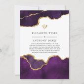Paars en gouden agaat verkleinde huwelijksgastenli aankondiging (Voorkant)