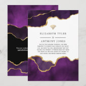 Paars en gouden agaat verkleinde huwelijksgastenli aankondiging (Voorkant / Achterkant)