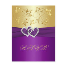 Paars en gouden bloemen antwoordkaart