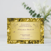 Paars en gouden bloemen RSVP kaart (Staand voorkant)