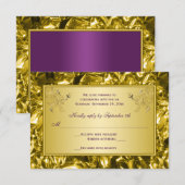 Paars en gouden bloemen RSVP kaart (Voorkant / Achterkant)