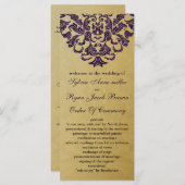 paars en gouden bruiloft programmakaart (Voorkant / Achterkant)