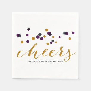 Paars en gouden Confetti Stippen bruiloft Napkin Servet