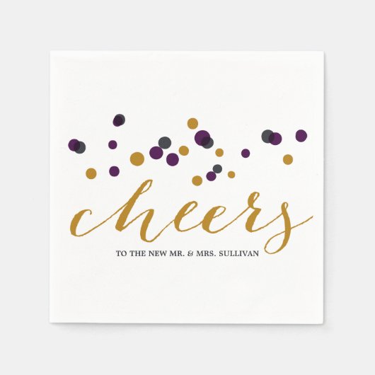 Paars en gouden Confetti Stippen bruiloft Napkin Servet (Voorkant)