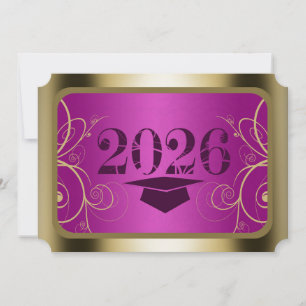 Paars en Gouden Frame Afstuderen Kaart
