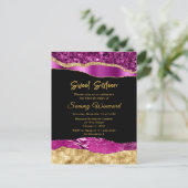 Paars en gouden glam tranen Sweet Sixteen Briefkaart (Staand voorkant)