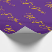 Paars en gouden laat het elegant script sneeuwen cadeaupapier (Hoek)