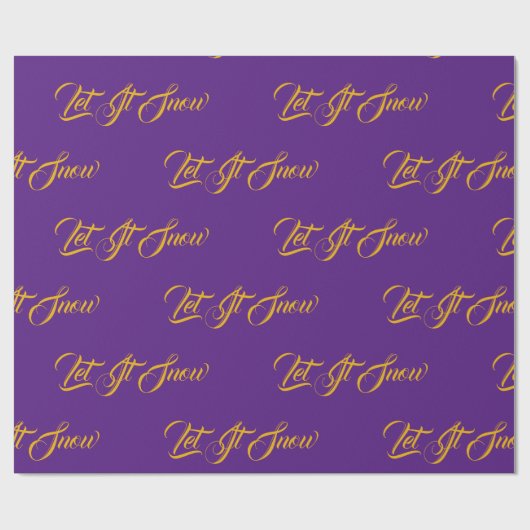 Paars en gouden laat het elegant script sneeuwen cadeaupapier (Vlak)
