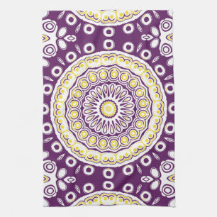 Paars en Gouden Mandala Patroon Theedoek