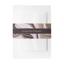 Paars en gouden marmeren bruiloft  uitnodigingen wikkel