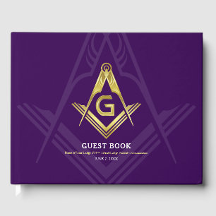 Paars en gouden Masonic Guest Book   Freemason Gastenboek