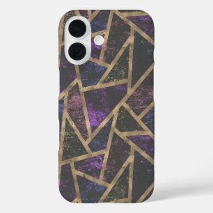 Paars en gouden mozaïekpatroon iPhone 16 hoesje