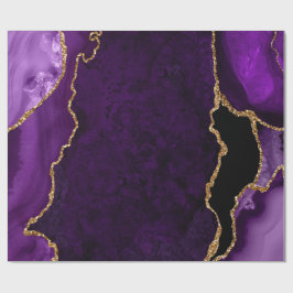 Paars en gouden namaak glinsterende agaat cadeaupapier